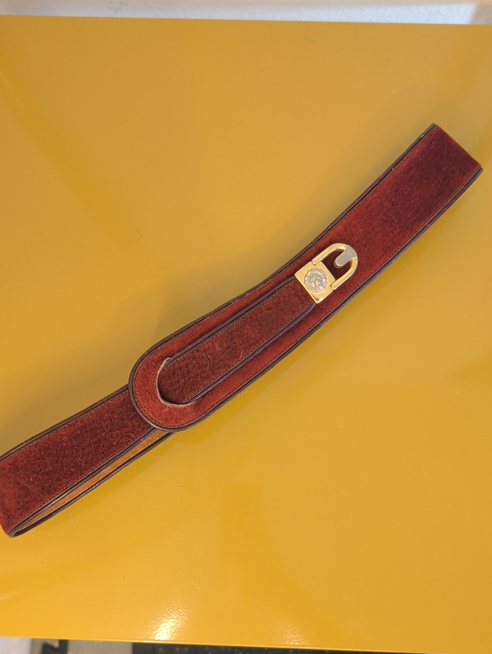 Anne Klein Burgundy Suede Strap with Gold-Tone Buckle